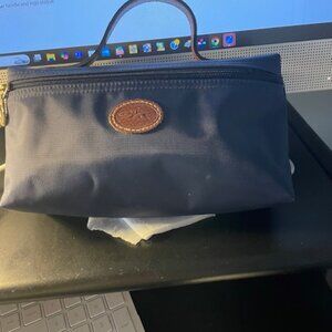 Dark Blue/Brown Longchamp Cosmetic Bag (mini pouch) in pritine condition